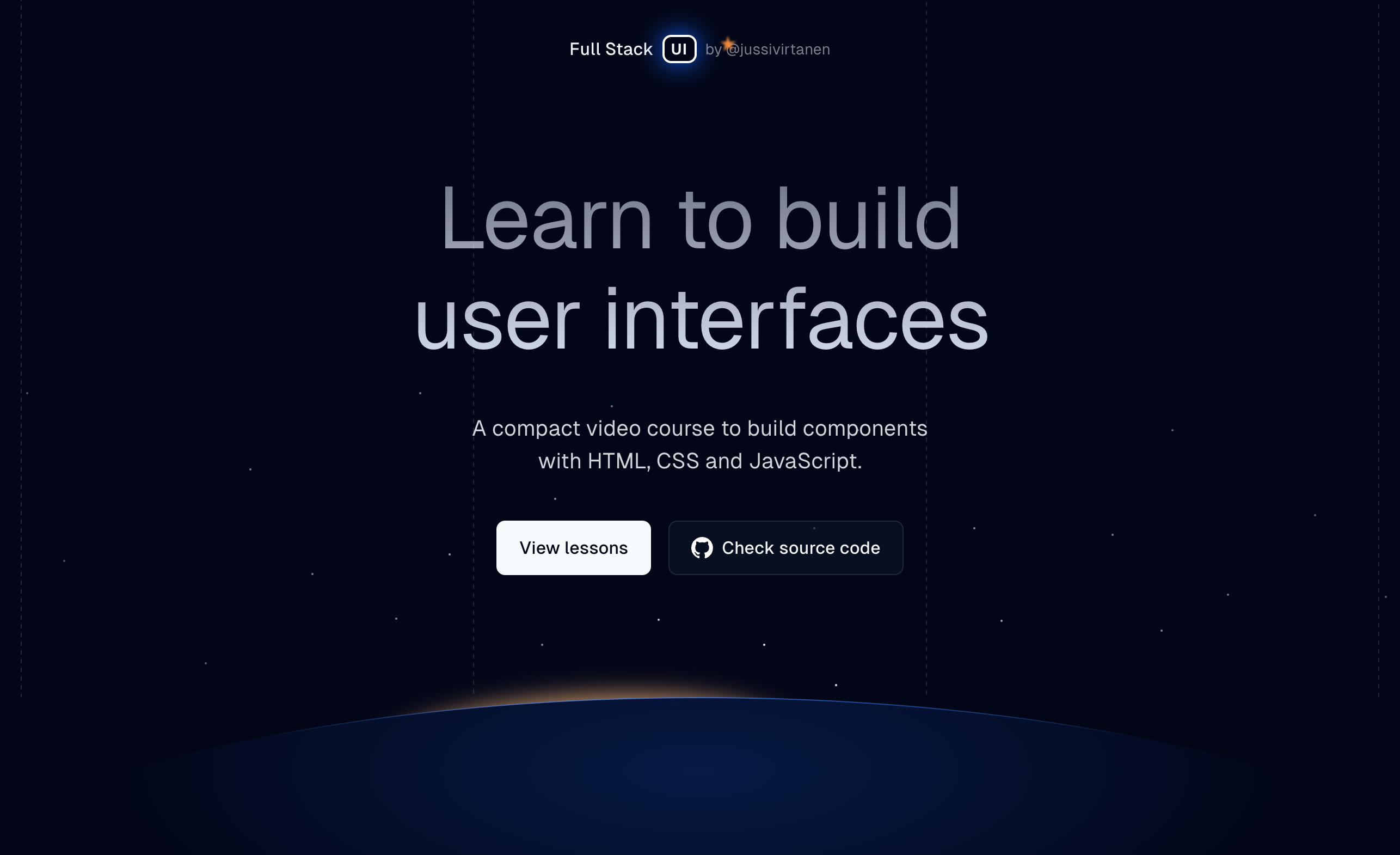 🚧 Full Stack UI remake, part 2 animation appear component course dark dark theme free geist globe glow gradient halo interface smooth stars transition ui zoom