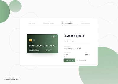 Payment details screen billing checkout credit card green payment payment process ui web design