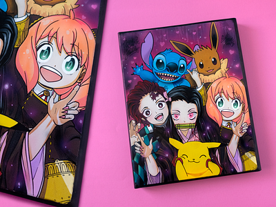 Custom Ipad Case Demon Slayer & more by Marcos Segan. acrilycpaint craft custom custom products demonslayer handmade illustration ipad marcossegan molotowpaint nezuko photoshop pikachu pokemon stitch