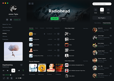 Spotify app app mobile dark darkmood design desktop ui ux mobile app music musicapp spotify spotify app spotifyui ui uidesign ux