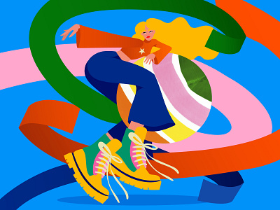 Movement 2d bold colors campaign character illustration colorful digital illustration editorial illustration flat flat illustration freelance illustrator illustration illustrator mixed media movement vector woman