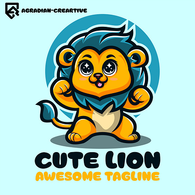 Cute Lion With Blue Hair isolated