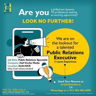 Hiring for Public Relation Executive facebook post graphic design hiring graphic illustrations social media