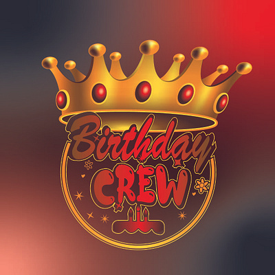 Birthday Crew Typography with Royal Crown adobe art artist artistic artwork creative gradient graphic design illustration illustrator mockup printable redesign redraw shirt tracing tshirt update vector vectorize