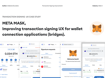 Improving transaction signing UX for wallet connection applicati blockchain crypto design metamask web 3