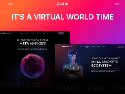 Meta Trading Website | Website UI | 2023 blockchain branding dark design illustration meta nft ui ux virtual world vr