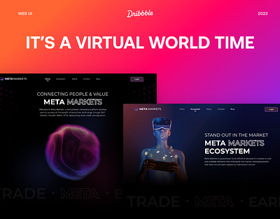Meta Trading Website | Website UI | 2023 blockchain branding dark design illustration meta nft ui ux virtual world vr