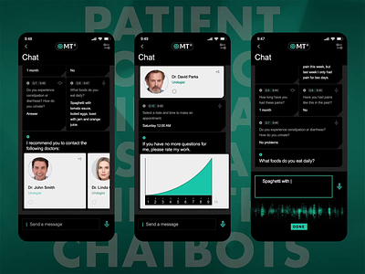 Patient AI Health Chatbot Interface Solution ai assistant app design artificial intelligence assistant mobile app chat app chatbot interface design chatgpt interface design data interface generative ai app gpt health chatbot health ui app human ai ios app medical assistance chatbot messenger mobile app mobile user interface patient chatbot uiux designer