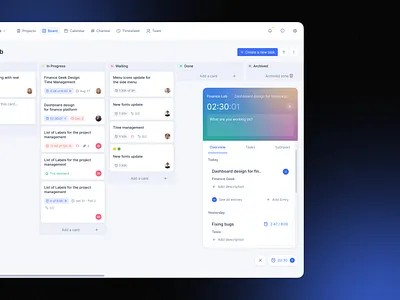 Task Management Dashboard card dashboard design finance fintech management saas task manager tasks time tracking to do app to do list ui ux