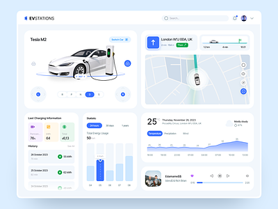 EV Charging Station - Dashboard Concept charging dashboard dashboard ev dashboard ui electric car electric car dashboard electric vehicles ev ev charging ev charging station ev dashboard ev ui finder map mobile app smart car ui uiux ux vr