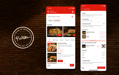 Mobile App for Restaurant food app food menu mobile app mobile menu section mobile view restaurant restaurant chain typography user experience user interface