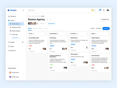 Taskpro : Project Manajement app concept mobile project manajement task ticket uiux website