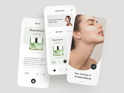 Makeup Product App Design application beauty cosmetic ecommerce face female ios minimal mobile popular project shop shopping store style trend ui uimehr white women