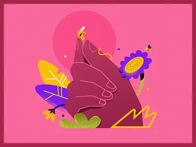 Tiny Treasure 02: Ba-ba-ba-na-na art artwork banana fingers floral flowers fruit graphic design hands illustration inswects marvel mini miniature nature pink tiny treasures vector whimsical