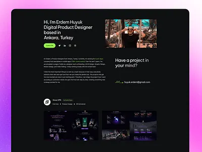 Portfolio | Web Design dark design landing page portfolio product product design ui web website