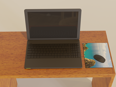 Laptop 3d computer electronics illustration laptop technology wooden table