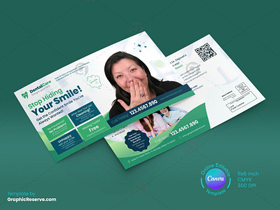 Stop Hiding Smile Dentist EDDM Mailer Canva Template canva design template dental dental coupon mailer dental direct mail eddm dental eddm dental eddm mailers dental mailers dental marketing postcards dental postcard dental postcard design dental postcard samples dental promotional postcard dental service postcard dentist postcard dentistry eddm eddm postcard design medical postcard postcard