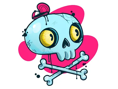 Cool Skull Bruh blake stevenson cartoon character design creepy cute design eyes graffiti hat illustration jetpacks and rollerskates logo retro skateboarding skull skull and crossbones ui