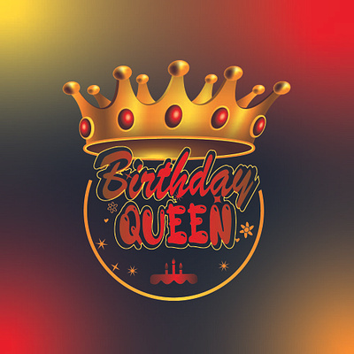 Birthday Queen Typography with Regal Crown 2d art artwork design flat graphic graphic design graphics illustration redesign redraw revision rework tracing vector vectorgraphic vectorize