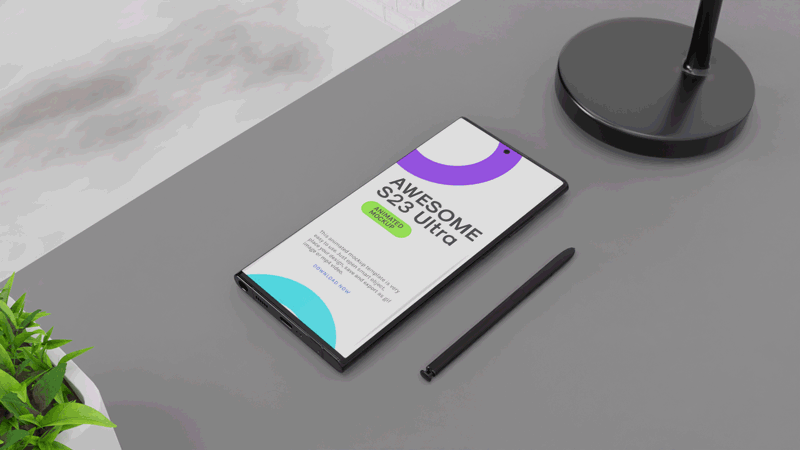 S23 Ultra Animated Mockup android animated animated s23 mockup animated smartphone mockup branding clean display galaxy gif live mockup modern photo realistic presentation professional s23 ultra screen smartphone ui