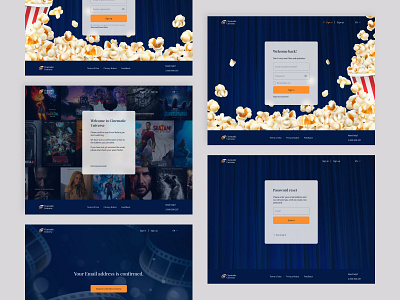 Concept | Forms | Streaming service: movies, TV series, shows adobe branding concept design figma forms logo movie photoshop sign in sign up streaming service ui web design вход дизайн концепт регистрация формы