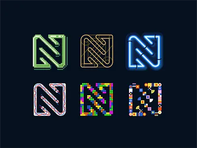 N logo agency branding company design font graphic design illustration letter line logo mark n neon pixel retro shape symbol tetris typo typografy vector