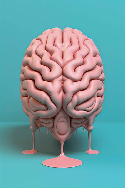 Representation of human brain with liquid drip effect 3d design