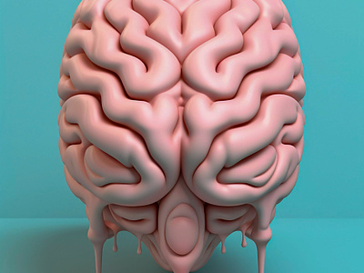 Representation of human brain with liquid drip effect 3d design