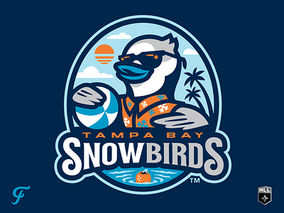 NLL UnBOXed - Tampa Bay Snowbirds badge blue jay branding florida grey jay illustration lacrosse orange palms snowbirds sports tampa tampa bay