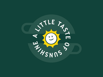 A Little Taste of Sunshine badge brand branding cafe coffee identity illustration logo mascot smile sun sunshine