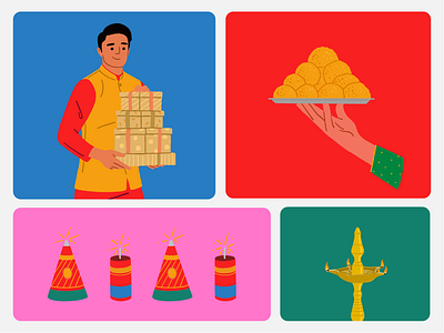 Diwali Celebration 🪔✨🪔 art diwali festival flat vector happy diwali illustration indian festival layout design man illustration ui vector