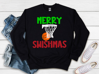 Merry Swishmas Funny Basketball Christmas Design basketball basketball christmas first christmas