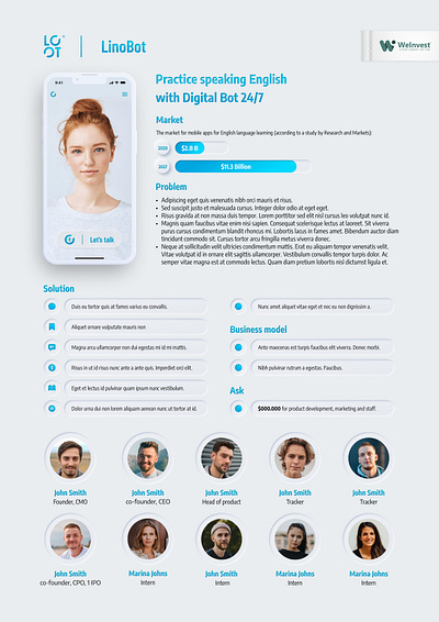 LINOBOT - startup's one-page proposal branding concept figma graphic design startupdesign typography ui ui design