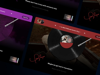 Vinyl Album Website dark mode landing page music ui