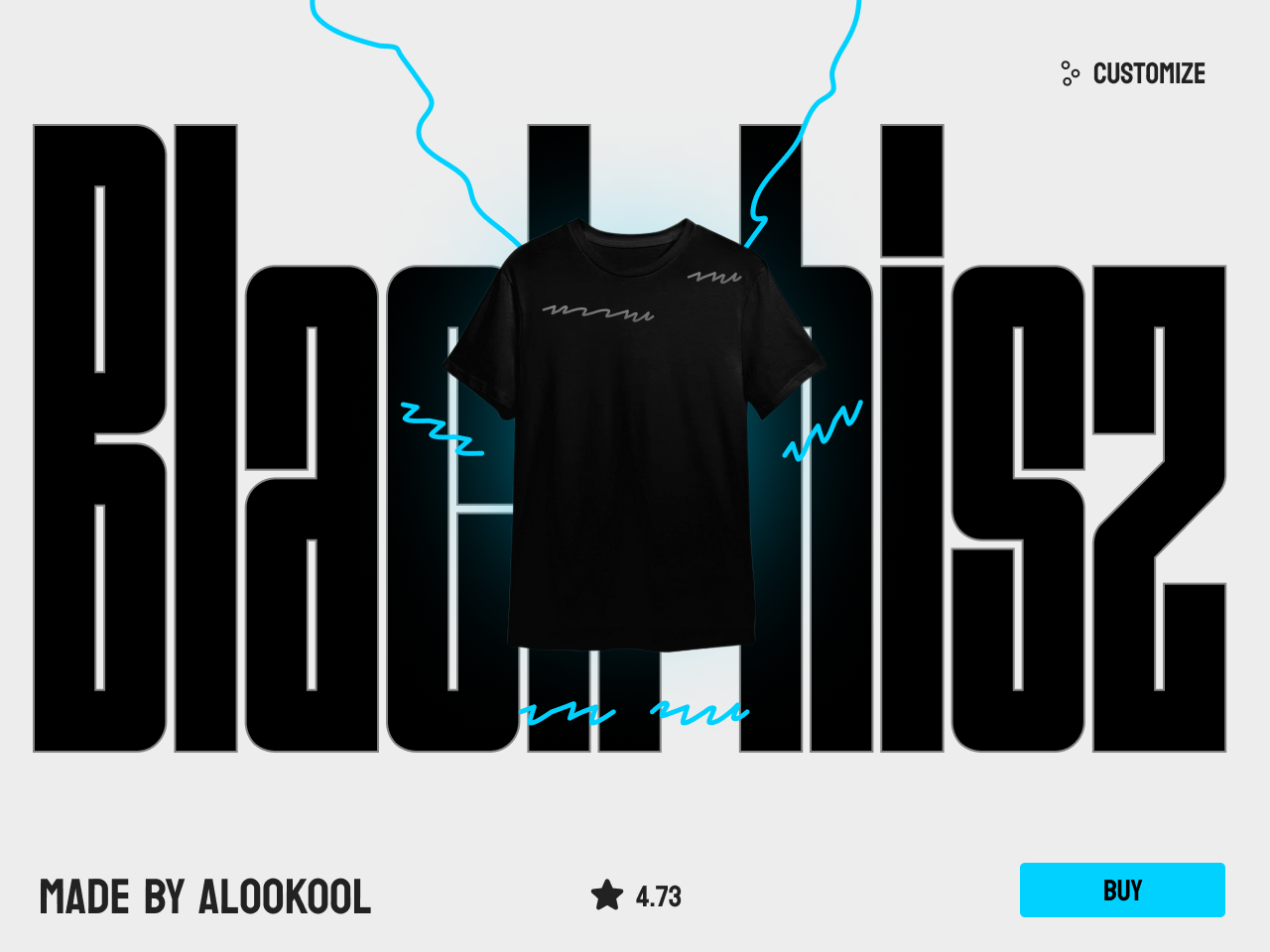 Custom T-shirt selling homepage branding ui