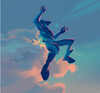 The Dream ascending clouds dky flight floating illustration jump lifestyle lightness sureal