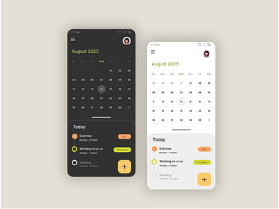 UIUX Design - Schedule your day-Light and Dark UI app dark figma light photoshop ui uiux ux