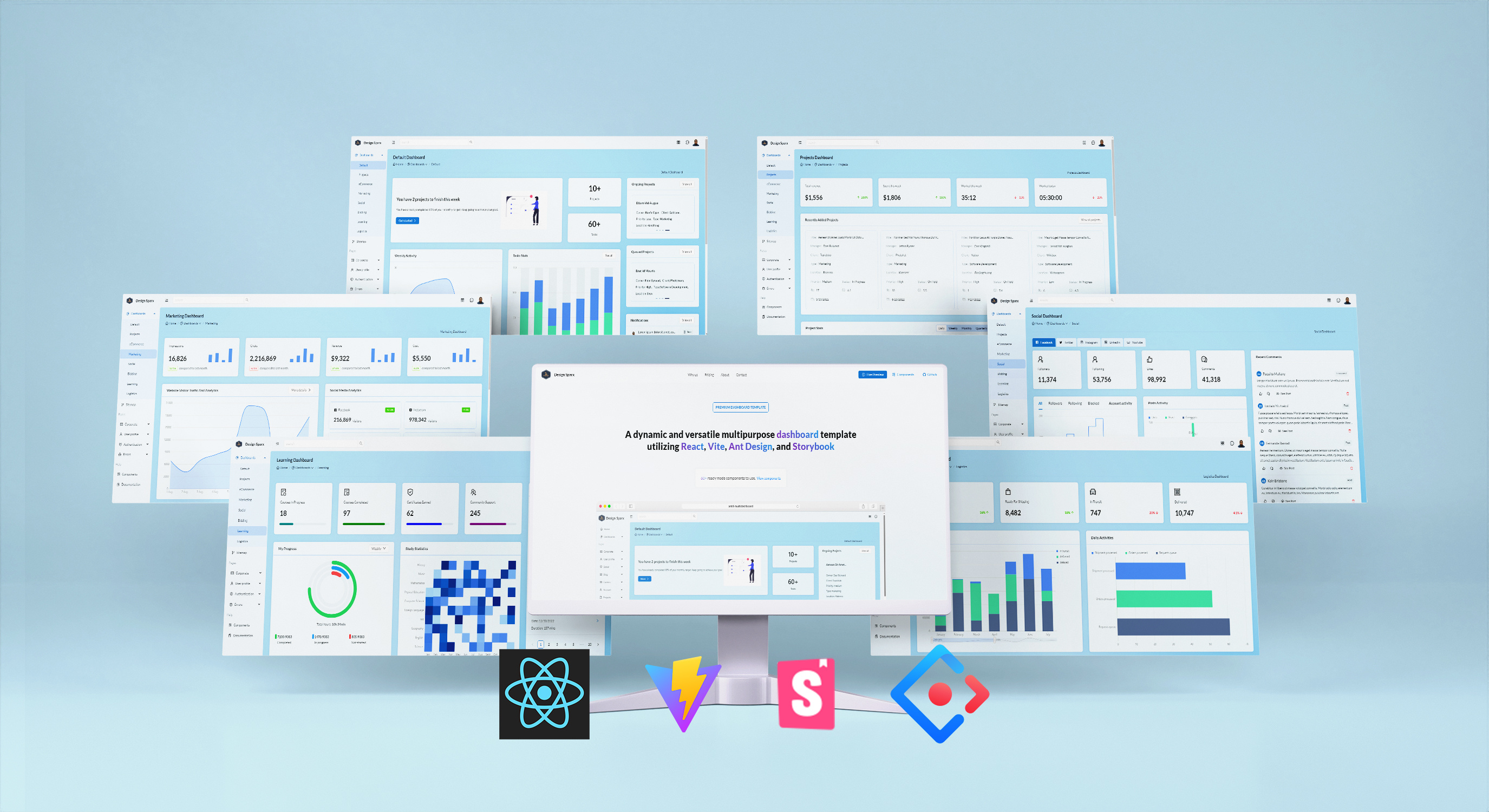 Antd Multipurpose Dashboard 404 antdesign dashboard login reactjs storybook vite