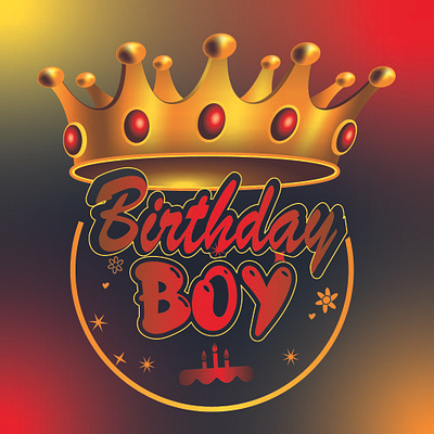 Birthday Boy Typography with Regal Crown 2d art artwork birthday birthday boy boy design graphic graphic design illustrate illustration mockup redesign redraw revision rework trace tracing update vector