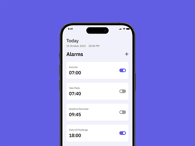 Alarm clock interface alarm clock ui dailyui mobile design ui design uidailychallenge