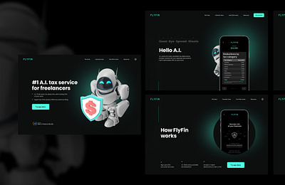 AI Tax Service ai ai tax service app black branding design desktop figma illustration landing page mobile modern robot tablets taxes ui ux visual design website white