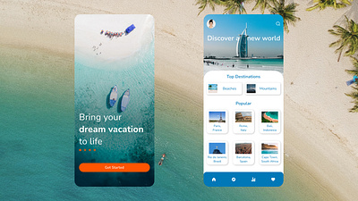 Travel agency - Onboarding and home screens design figma home onboarding travel travel agency ui ux