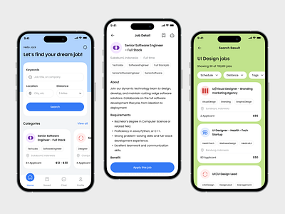 Job Finder App Design 💼 app branding career clean design employee finder hire hiring job find job platform job search layout listing logo minimalist people ui design visual