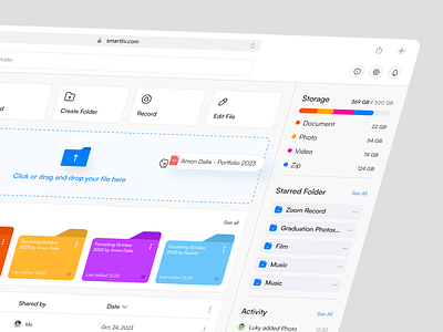 CloudSafe - SaaS File manager clean cloud cloud storage design drive file file manager file sharing folder product product design storage system ui