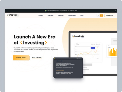 SnapTrade - Fintech Website api branding brokerage business crypto design finance fintech landing page trading ui web design