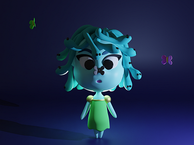 Cute Medusa Character 3d 3dart 3dcharacter 3ddesign 3dillustration 3dmodel characterdesign cutecharacter graphic design illustration