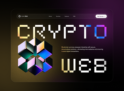 CryptoWeb Landing Page · Opendao 3d blockchain branding crypto fintech ui ux