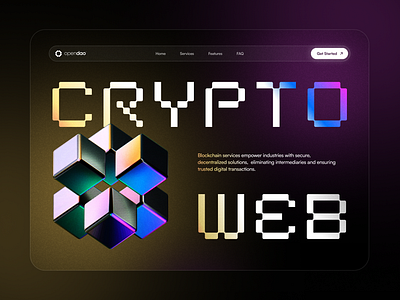 CryptoWeb Landing Page · Opendao 3d blockchain branding crypto fintech ui ux