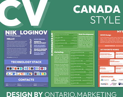Resume / CV in Canada Style cv design minimalism portfolio resume ui design web design work