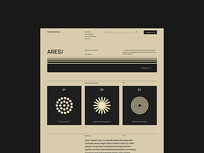 Ares Capital Corporation Redesign b2b brutalism business clean company design digital finance graphic design home page interface landing landing page minimalist monochrome product design ui ux web website